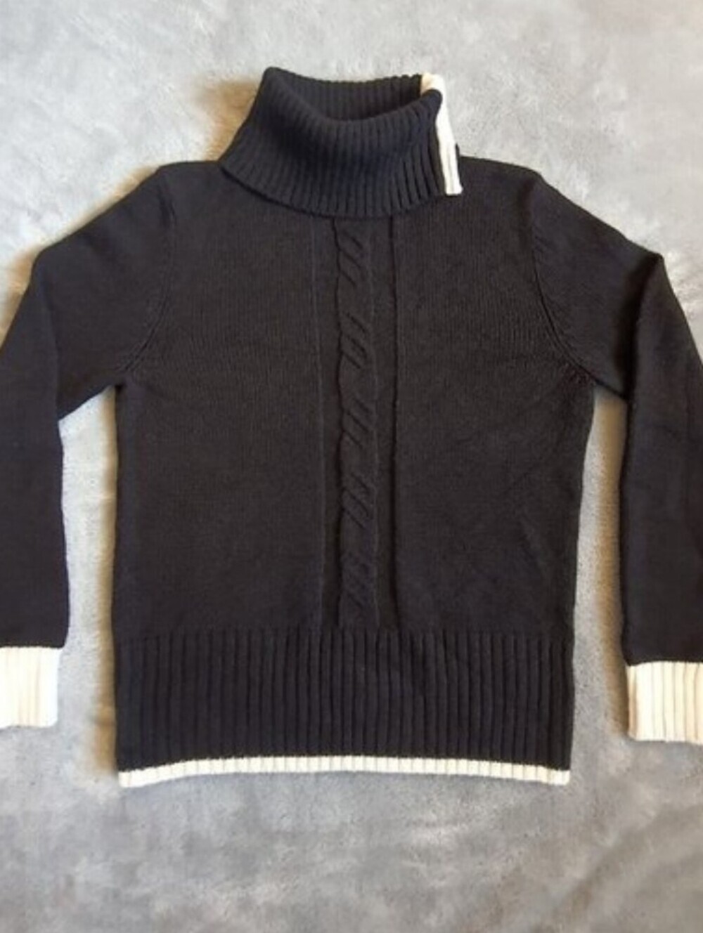 Vintage Nine & Co Sweater Womens Medium Black Turtleneck Ribbed Contrasting Trim